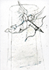 Sakrale Zeichnung 14, Din A6, Bleistift, Graphit und Wachsmalkreide auf Karteikarte, 2000