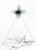 Sakrale Zeichnung 18, Din A6, Bleistift, Graphit und Wachsmalkreide auf Karteikarte, 2000