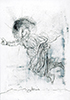 Sakrale Zeichnung 27, Din A6, Bleistift, Graphit und Wachsmalkreide auf Karteikarte, 2000