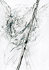 Sakrale Zeichnung 47, Din A6, Bleistift, Graphit und Wachsmalkreide auf Karteikarte, 2000
