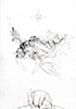 Sakrale Zeichnung 51, Din A6, Bleistift, Graphit und Wachsmalkreide auf Karteikarte, 2000