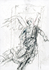 Sakrale Zeichnung 76, Din A6, Bleistift, Graphit und Wachsmalkreide auf Karteikarte, 2000